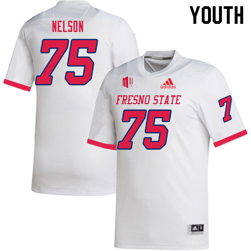 Youth #75 Braylen Nelson Fresno State Bulldogs College Football Jerseys Sale-White